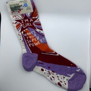 Blue Q I’m A Girl What’s Your Super Power? W-Crew Socks NWT